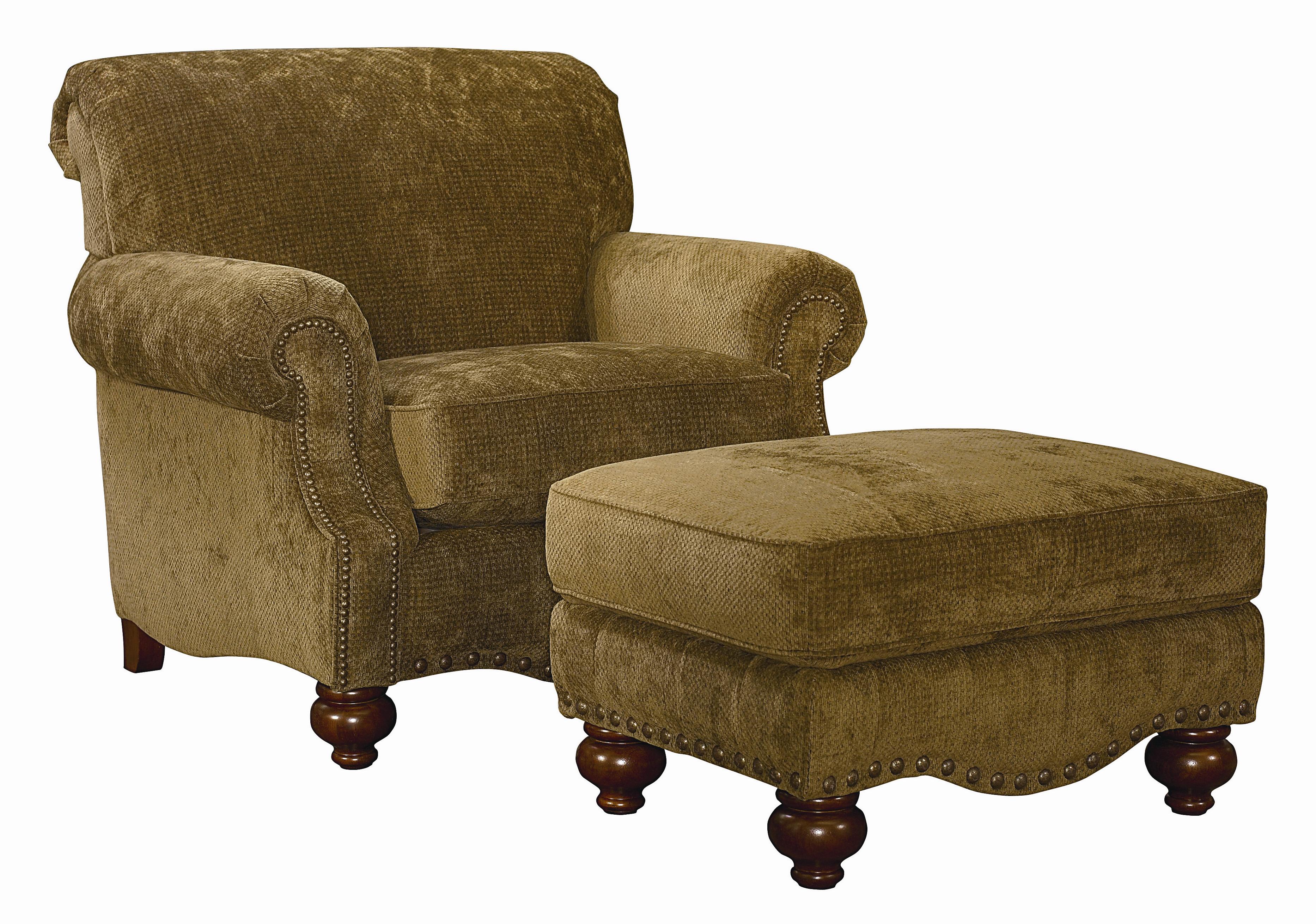 Bassett Club Room Ottoman with Nail Heads and Bun Feet Fashion